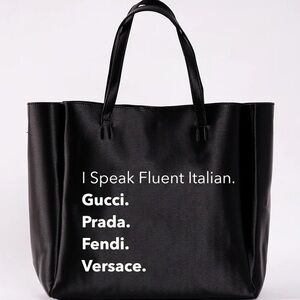 I speak fluent Italian large tote bag.